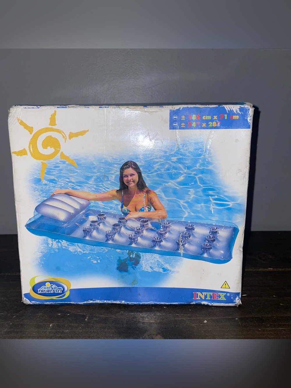 Vintage INTEX THE WET SET Inflatable 18-Pocket Pool Suntanner Lounge Raft 2002